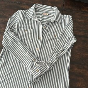 Faherty Blue and White Striped Legend Button Down Shirt